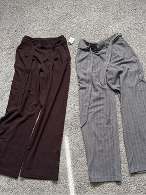 Ardene Wide Leg Tie Waist Pants - Two Pairs! Size S